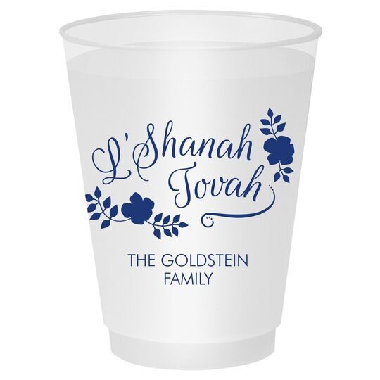 Floral L'Shanah Tovah Shatterproof Cups